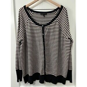 Lane Bryant Women's Black Gold Sparkle Striped Cardigan Sweater Size 26 / 28